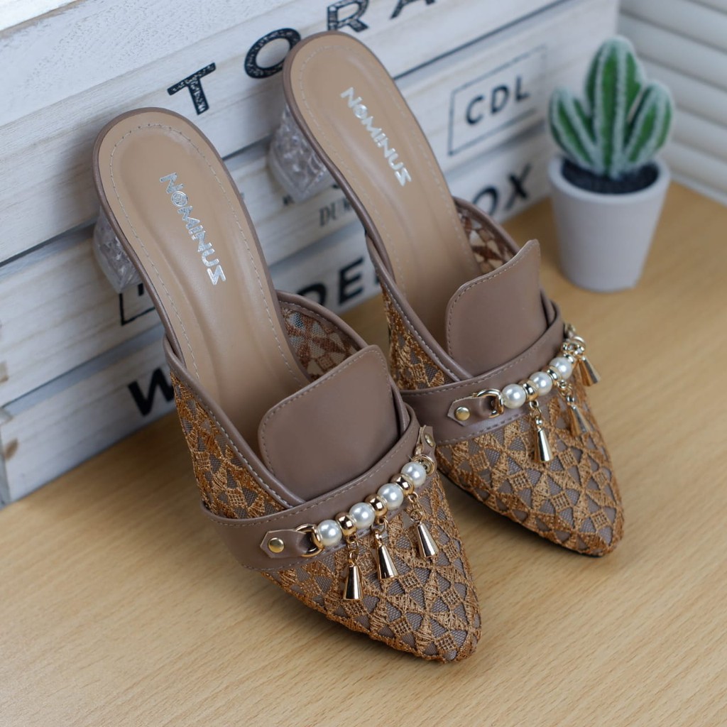 Sandal Heels Wanita Kaca Brukat  SP 01