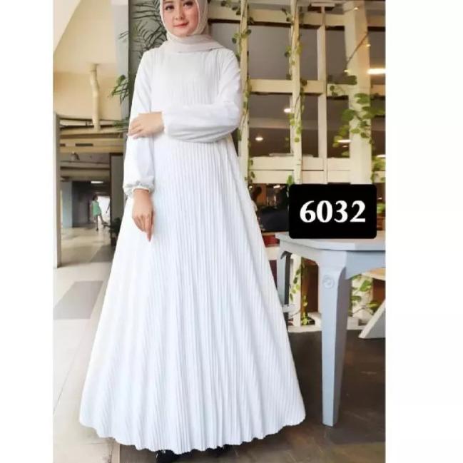 (SIAP KIRIM) Gamis Plisket Putih Jumbo / GAMIS PLISKET MAXY PUTIH TERBARU