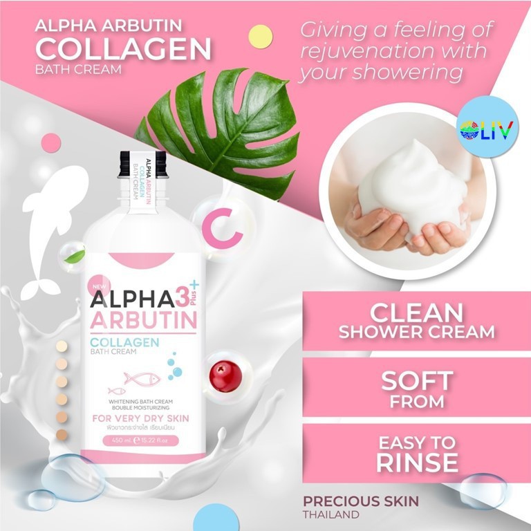 JAR 100ML Alpha Arbutin Plus Collagen Bath Cream - Sabun cair pemutih badan korea