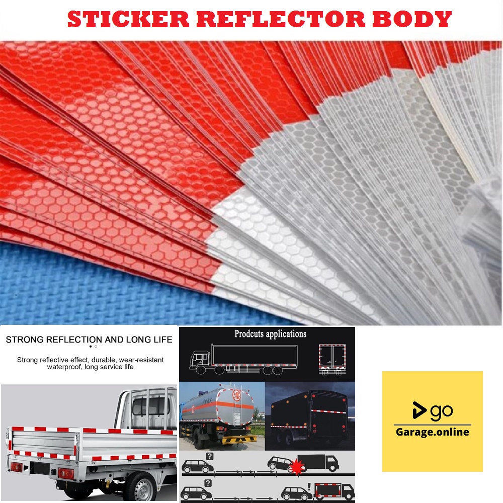 Sticker reflektor Safety Reflective Stiker Mata Kucing Merah Putih Luminasi Mobil Motor Truck untuk Uji kiR