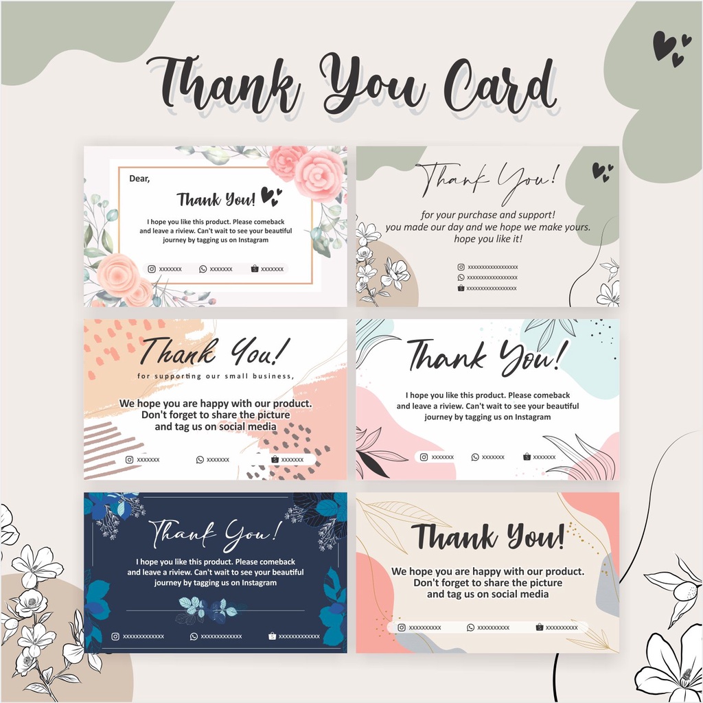 Thank You Card Olshop Thanks Card Olshop Custom Kartu Ucapan Terimakasih Custom Stiker Print Cetak