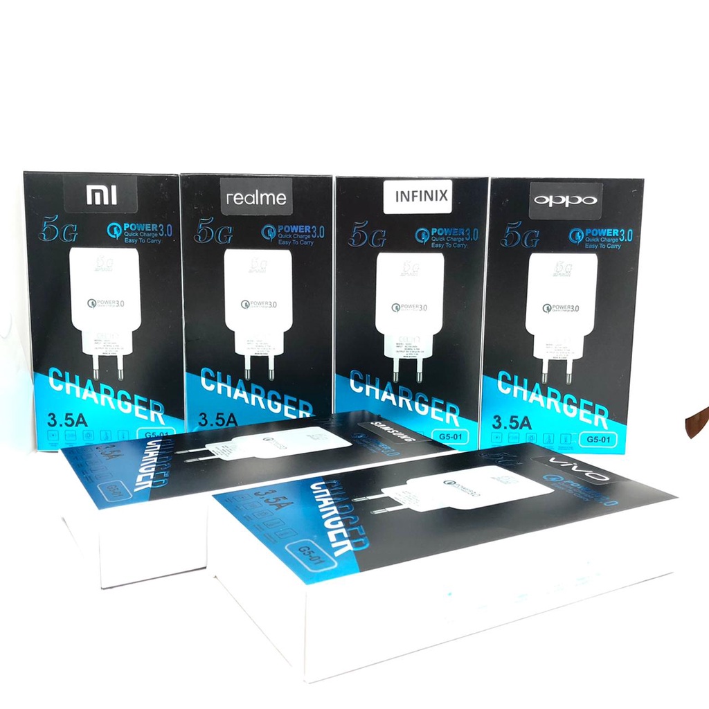 MINIGO CHARGER HP BRAND G5 01 3A 5G TC TRAVEL ADAPTER + KABEL CASAN