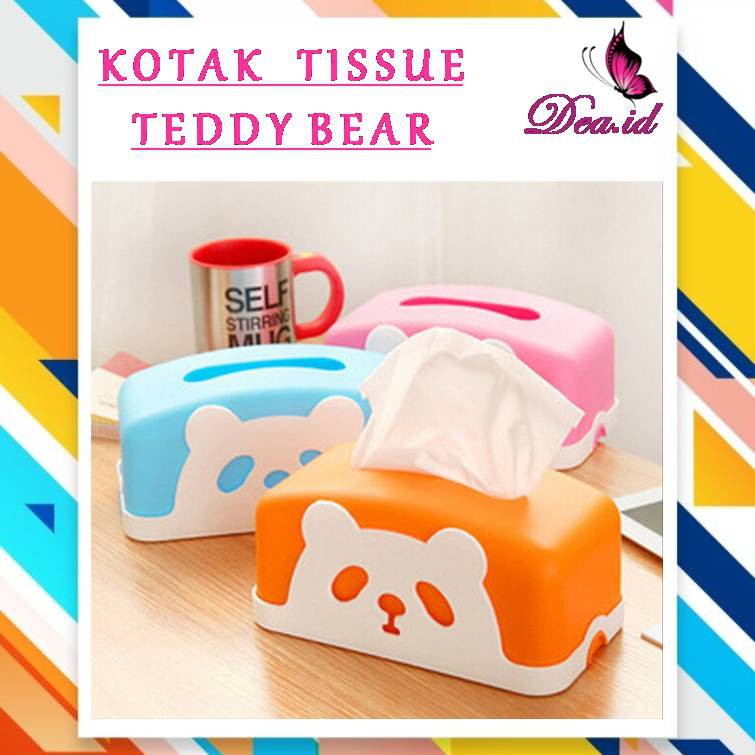 [DEASTORE] KOTAK TISSU MEJA - TISSUE BOX - SARUNG TISU KARAKTER TEDDY BEAR WARNA CANTIK