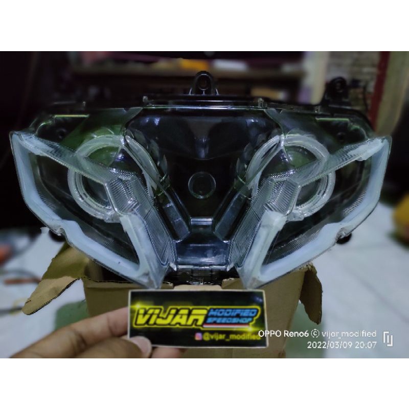 Reflektor new R15 V3 custom proji dan alis model running/ headlamp new R15 V3 custom proji dan alis 