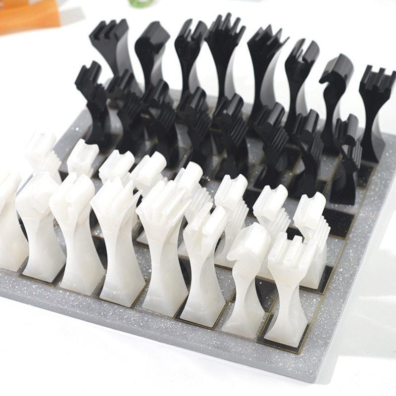 SIY  2Pcs 3D Chess Pieces Resin Casting Molds Kit 3D Chess Checker Epoxy Mold Resin