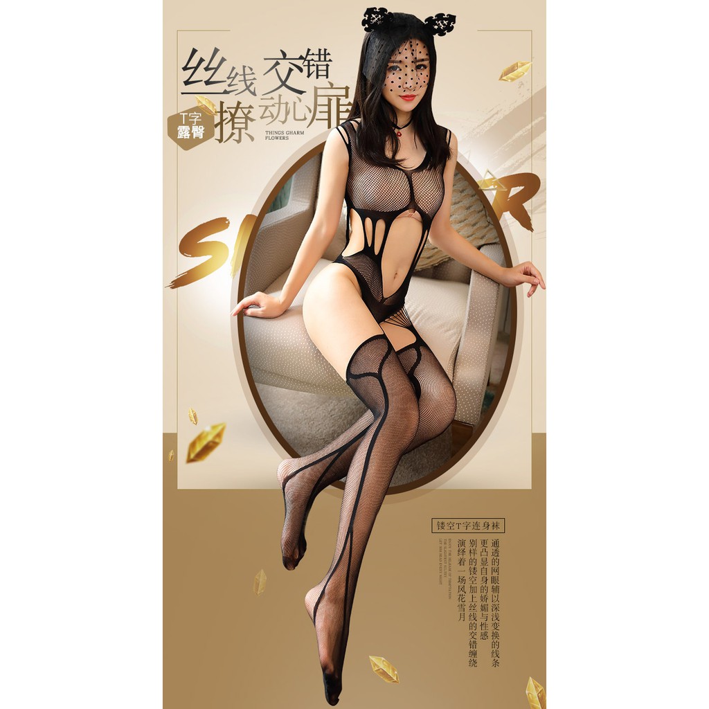 LI-51 full body fishnet stocking jaring sexy lingerie baju tidur wanita seksi