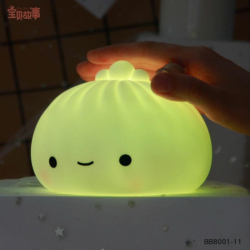 Lampu Tidur Silikon Silicone Silicon Night  Steamed Bun Sensor Sentuh Tangan Lampu Hias Lampu Telur Lampu Tidur Anak Lucu