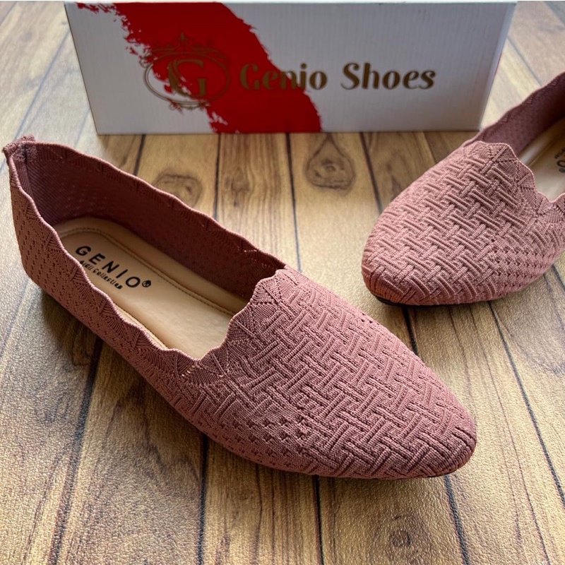 Sepatu flat Wanita Rajut Impor Genio