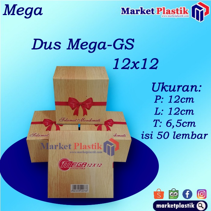 

Dus makanan/box kue/dus snack/box kue murah/Dus MEGA GS-12X12 @50LBR