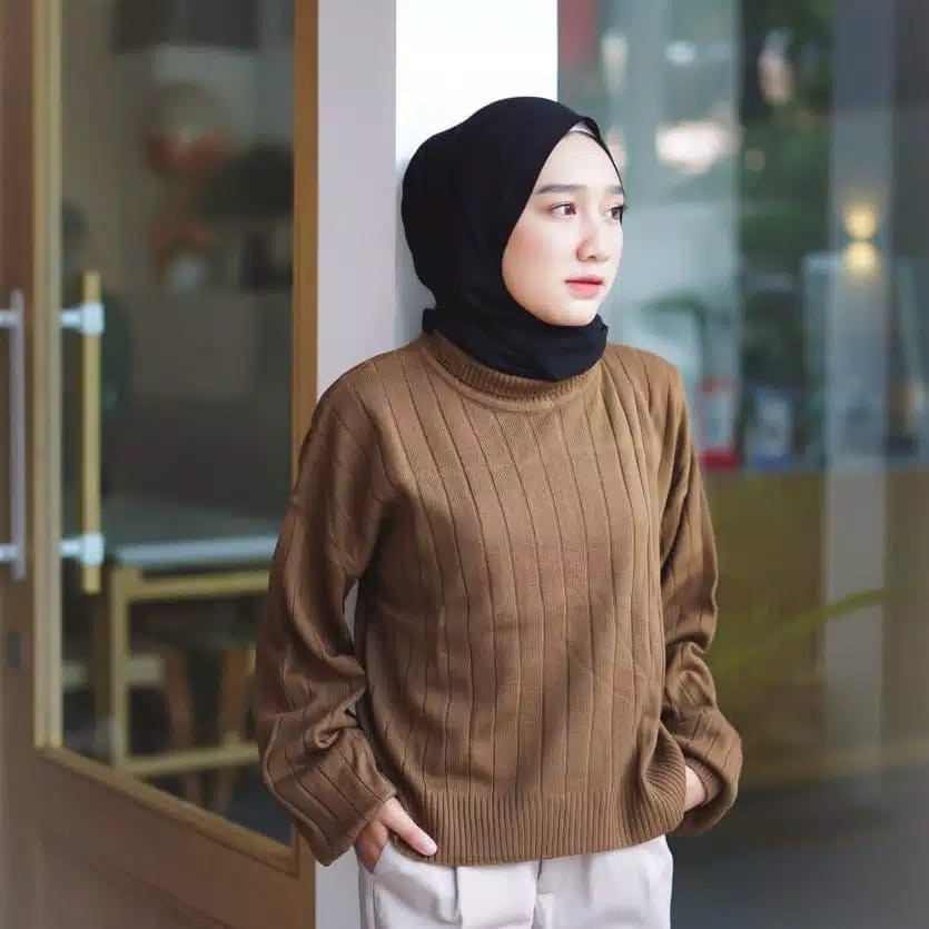 DISKON VIBE TURTLE KNIT - sweater korea / sweater wanita / knitwear / knit sweater / atasan rajut / murah