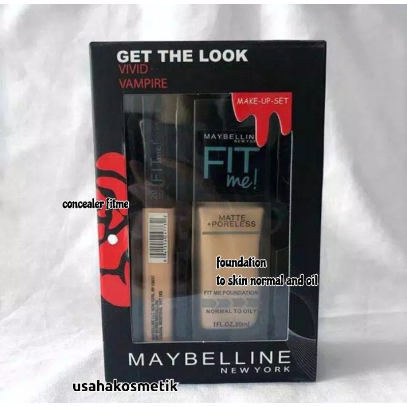 TERMURAH MAKE-UP SET MAYBELLINE 2IN1  FOUNDATION MATTE PORELESS + CONCEALER NO.3302 | 3384