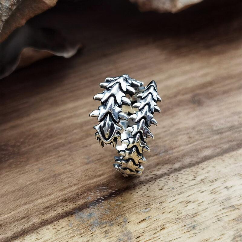 Cincin Tulang Belakang Model Terbuka Dapat Disesuaikan Gaya Retro Untuk Pria