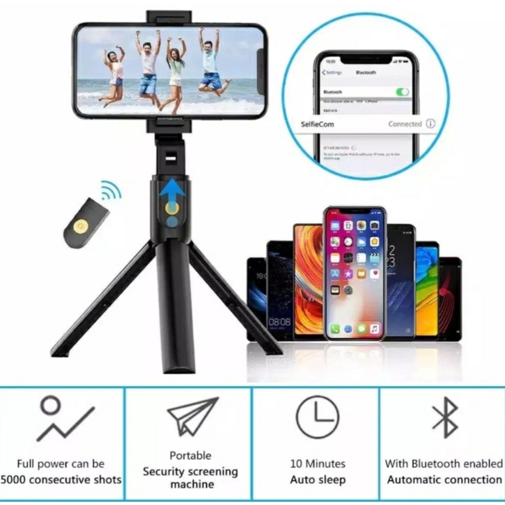 Tripod K07 2 IN 1 / Mini Dekstop Tongsis Tripod Selfie Stick Plus / Tongsis Remot + Tripod K07 TONGSIS WITH BLUETOOTH WIRELESS