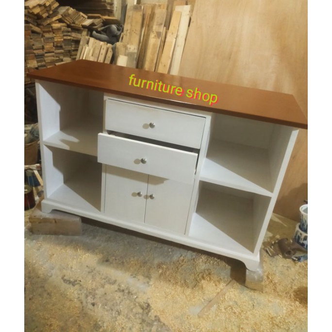 meja tv bufet TV bufet laci 120×50×80cm PxLxT full kayu Pinus jati Belanda