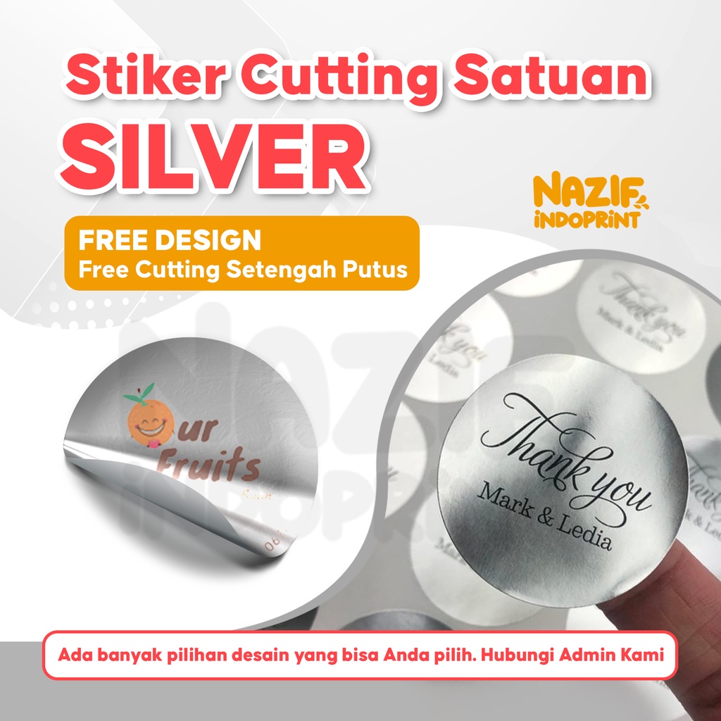 

Cetak Stiker Produk Makanan Metalik SILVER / Cetak Stiker Nama Makanan Silver Bentuk Bulat & Kotak Murah