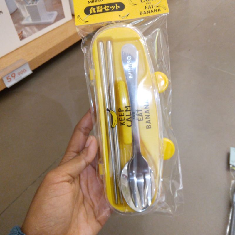 MINISO CUTTLERY SET / ALAT MAKAN SET / SENDOK GARPU SUMPIT