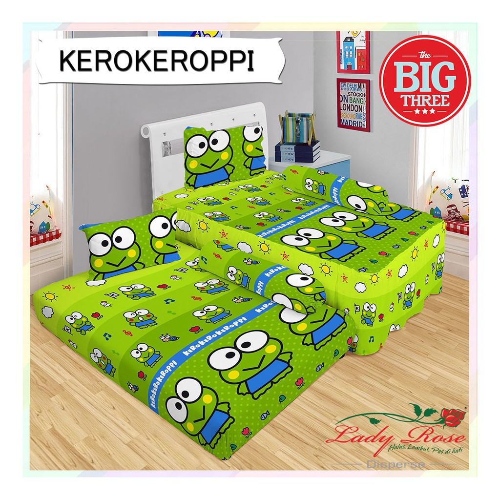 Set Sprei SORONG DUO Lady Rose 120x200 motif KERO KEROPPI KEROPI Single 120 LADYROSE 2in1