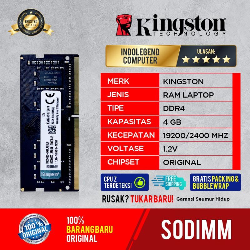 KINGSTON SODIM DDR4 4GB PC19200 2400MHZ