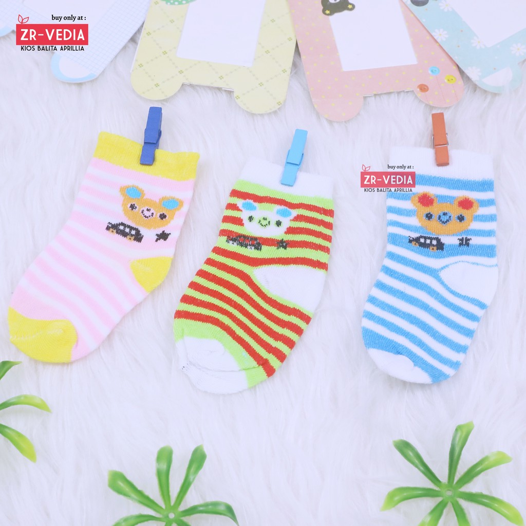 ( ISI 3 PASANG) Kaos Kaki Bayi Polos Warna Kaos Kaki New Born - 12 Month / SNI Baby Socks Sepatu Bayi Kiosbalitaaprillia