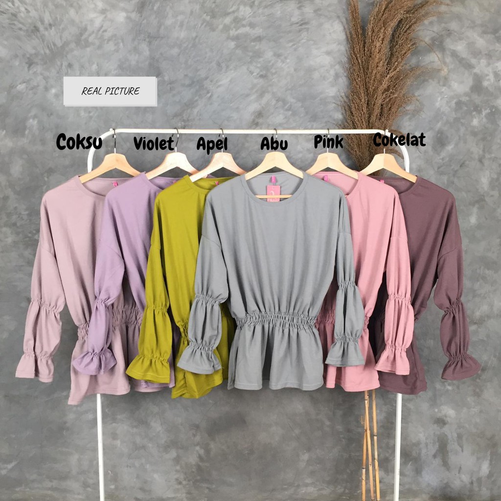 Blouse Wanita Lengan Panjang Kekinian Rumbai Amna LD 130cm Pjg 70cm FIt XXL-XXXL