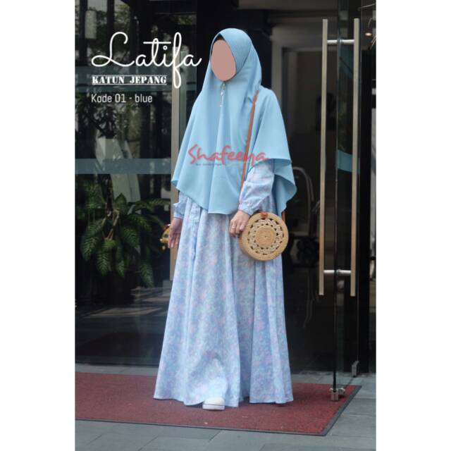 Shafeeya - Set Latifa reborn biru + khimar yumna