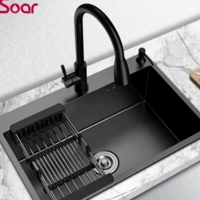 Wastafel - Kitchen Sink Black 6045 Inobe Paket Lengkap/Bak Cuci Piring Hitam