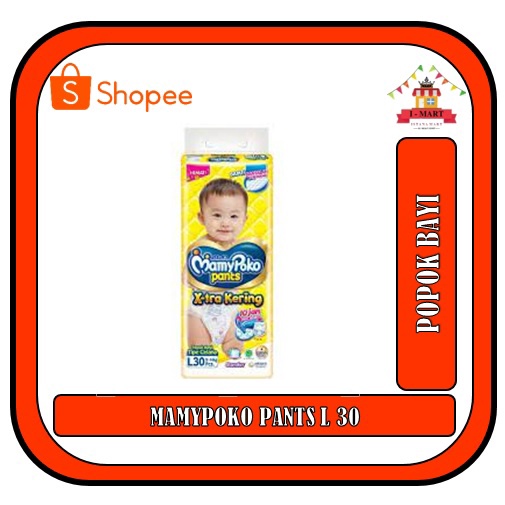 MamyPoko Pants L 30  X-Tra Kering Tipe Celana | Popok Bayi Diapers Murah Terjangkau