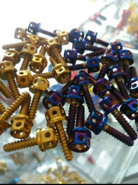 Baut Probolt flower Body Warna gold biru Honda