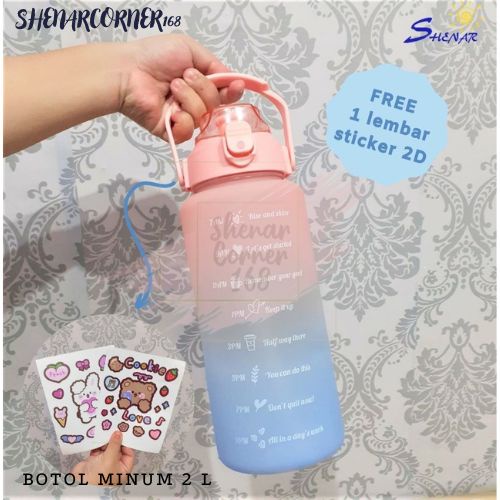 SHENAR BOTOL MINUM MOTIVASI 2 LITER (FREE STIKER) / BOTOL MINUM VIRAL / BOTOL MINUM ANAK, SHENARCORNER168