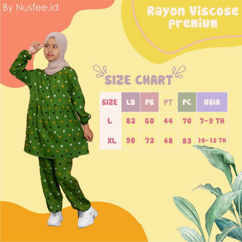 BAJU SETELAN RAYON ANAK PEREMPUAN TERBARU 2023 / SETELAN MUSLIM ANAK PEREMPUAN / ONE SET RAYON ANAK 12 TAHUN / SET TUNIK ANAK