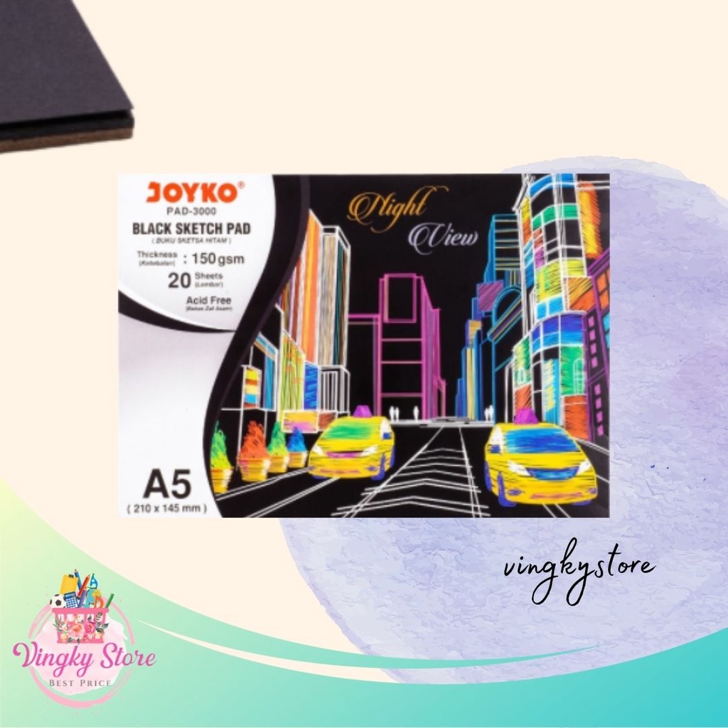 

Black Sketch Pad / Buku Sketsa Hitam Joyko Pad-3000 A5 150gsm