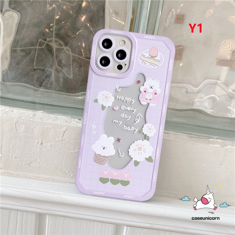 Casing Realme C35 C55 C21 C31 8Pro C25S C15 C11 C3 C20A C20 C12 C35 9i C21Y 10 Pro 8i 8 9 9 Pro C25 5 5S 5i 6i Kartun Lucu Beruang Kelinci Soft Tpu Kue Cherry Bening Penutup Belakang