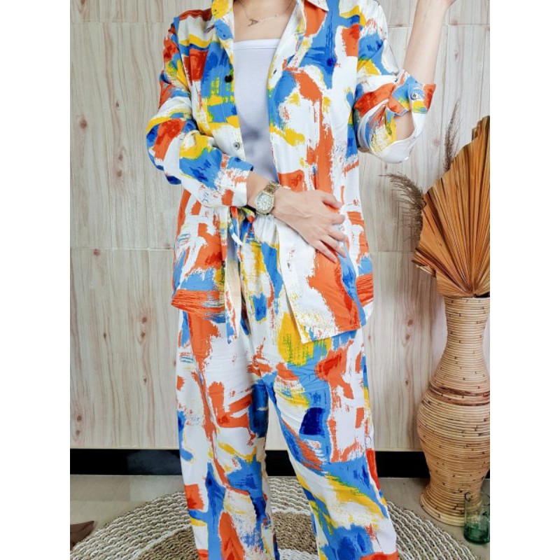 Piyama Abs.Orange full LD 110 open Reseller dan Dropship