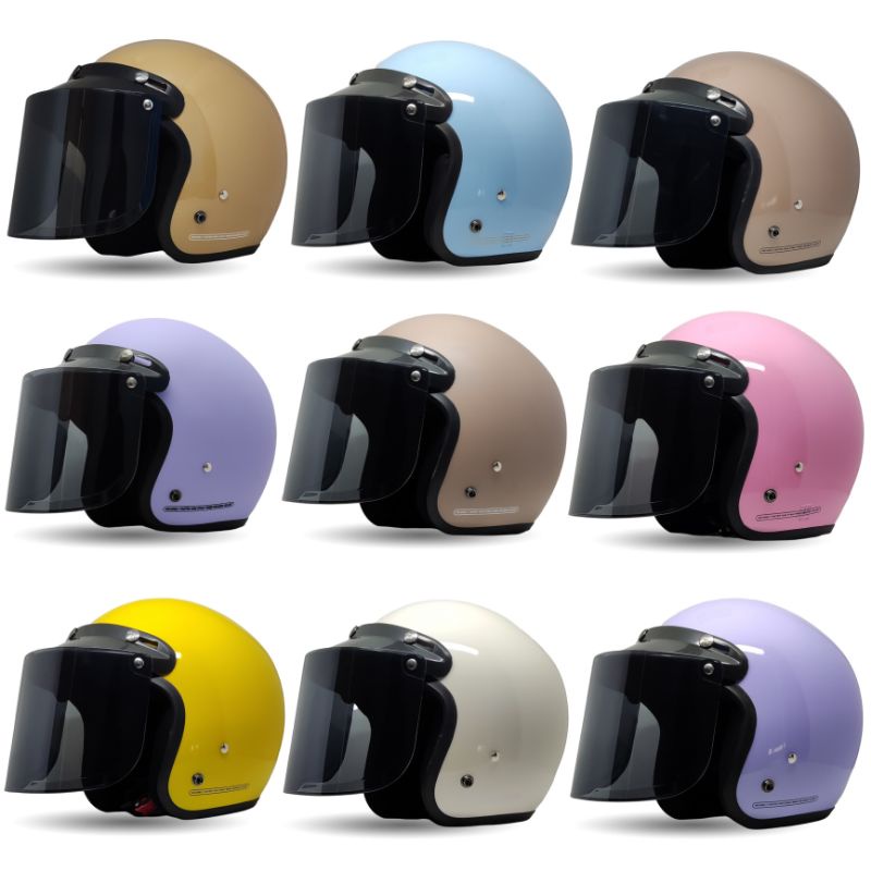 Helm Bogo Dewasa Retro Polos Full Leher SNI Terlaris