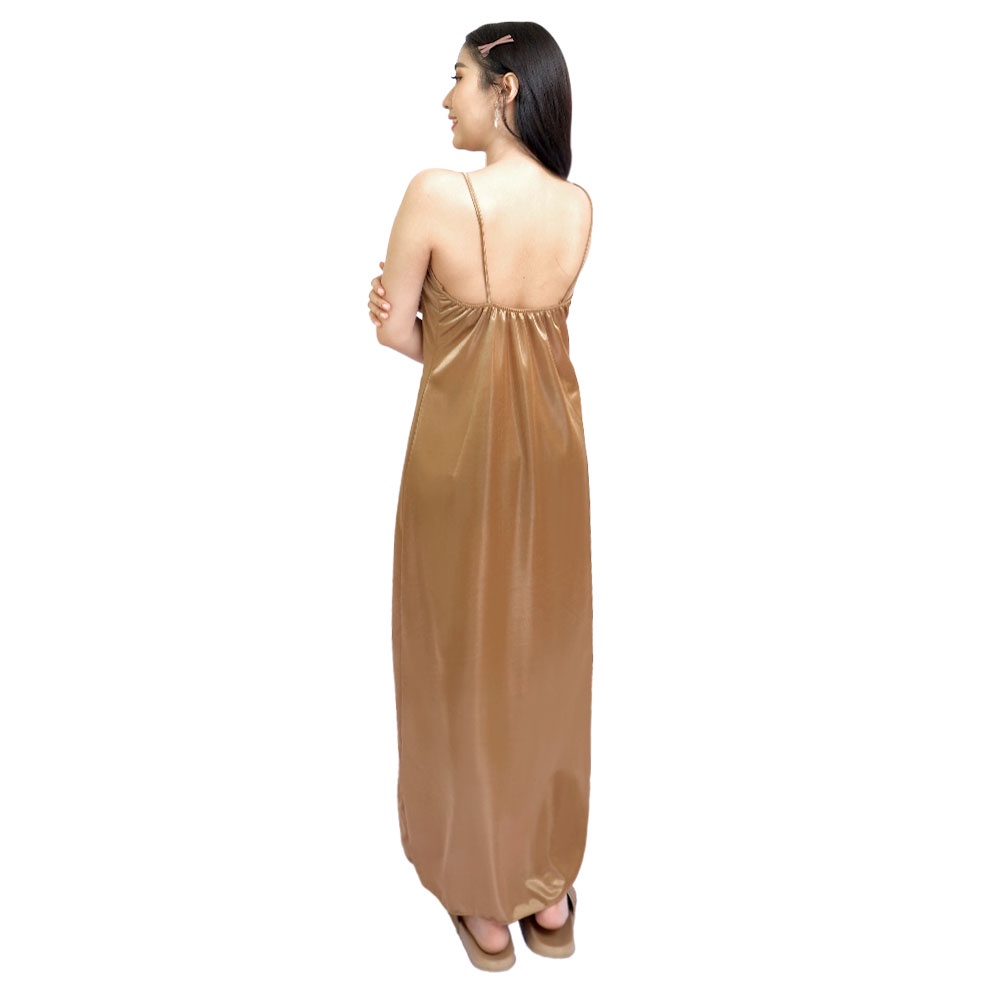 FOLVA tanktop dress baju rumah satin 1383GDR gold all size