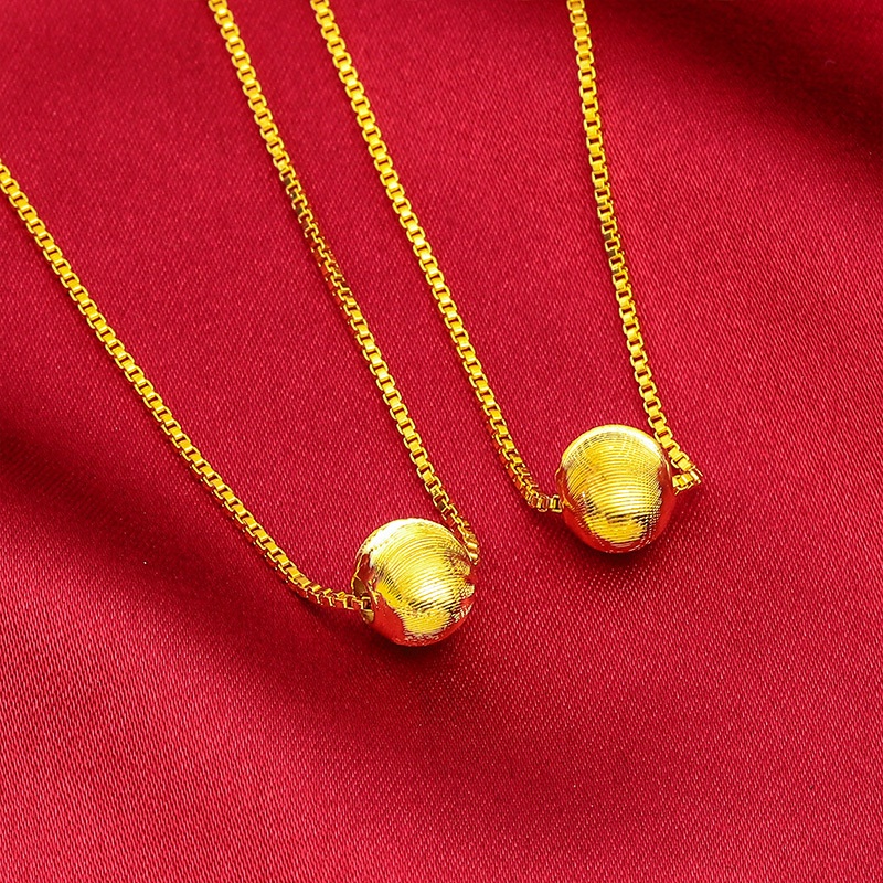 Kalung Rantai Emas Emas Asli Kadar 375Liontin Bola Mata Kucing Gaya Korea Untuk Wanita