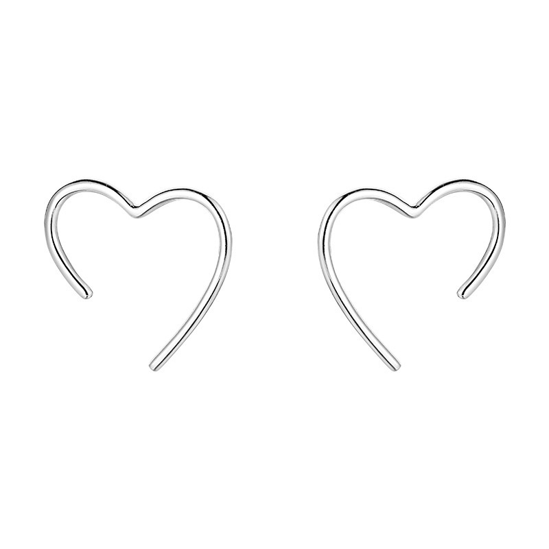 Anting Tusuk Motif Hati Simple Bahan Alloy Warna Silver Untuk Wanita