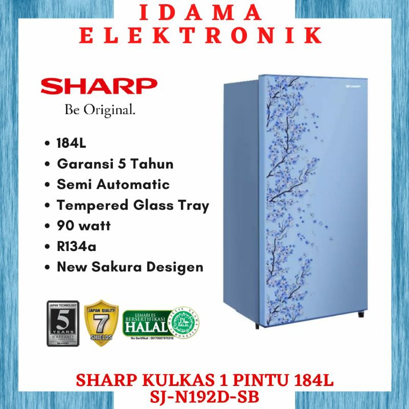 SHARP Kulkas 1 Pintu [184 L] SJ-N192D-SB
