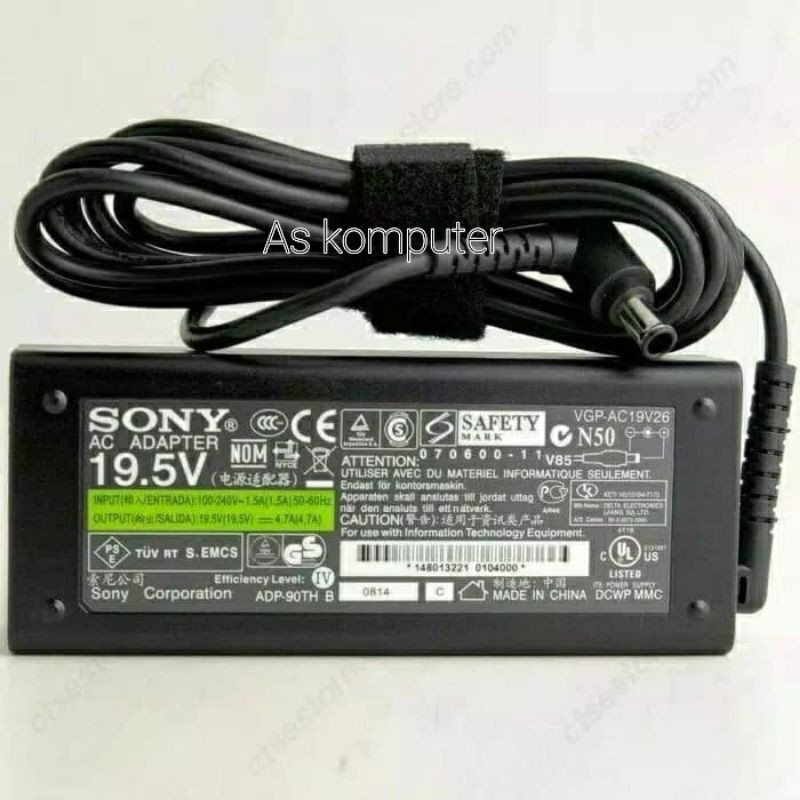 Adaptor Charger SONY VAIO 19.5v 4.7A For TV, Laptop, Led Monitor ORIGINAL