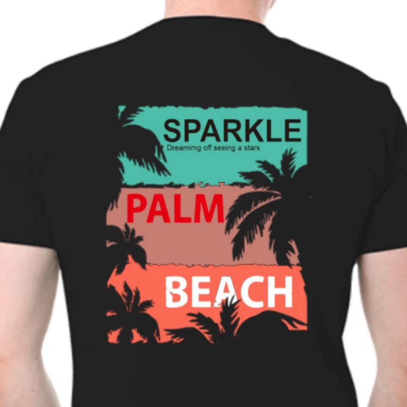 Kaos Distro Original Motif Palm Beach Cotton Combad 30s - Sparkle