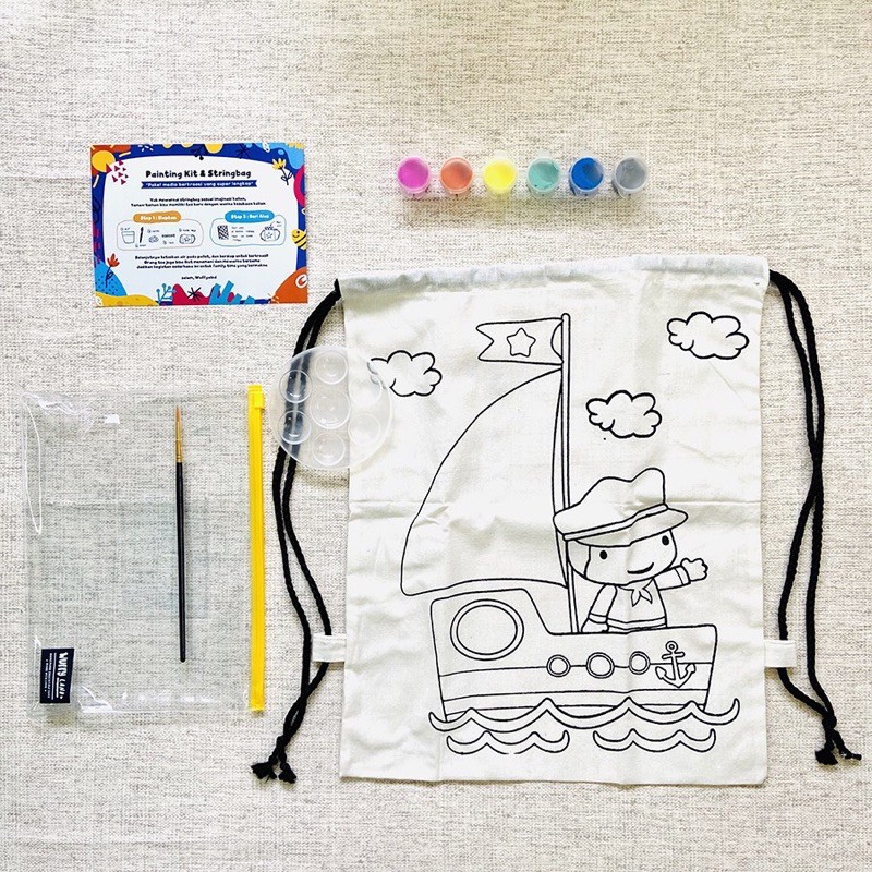 

Painting Kit String Bag Sailor Paket Lengkap Melukis Cat Kuas Pallet Tas Pouch