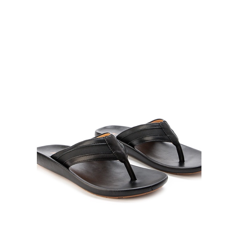 SANDAL CASUAL JIM JOKER PRIA ORIGINAL JEPIT KULIT BRANDED HITAM JJ05