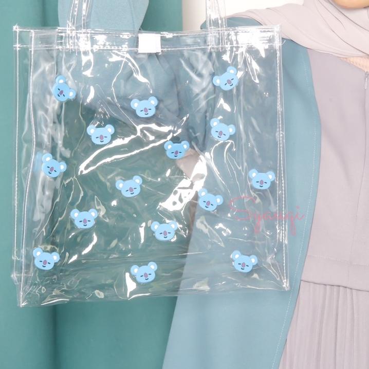 Keluaran Terbaru.. Tote Bag Transparan BT21 series - Tas Kekinian - Tas Sekolah/Kuliah/Casual - BTS