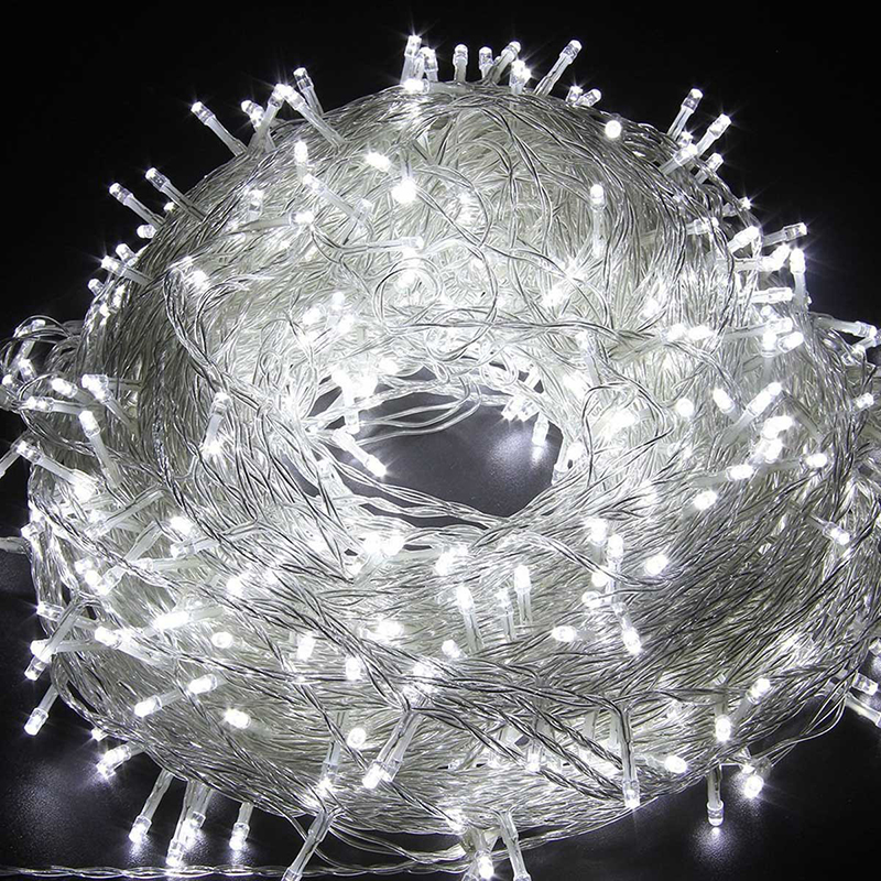 Lampu String 100 Led 10m 8 Mode Anti Air Warna Warm White Untuk Dekorasi Pesta Natal / Pernikahan