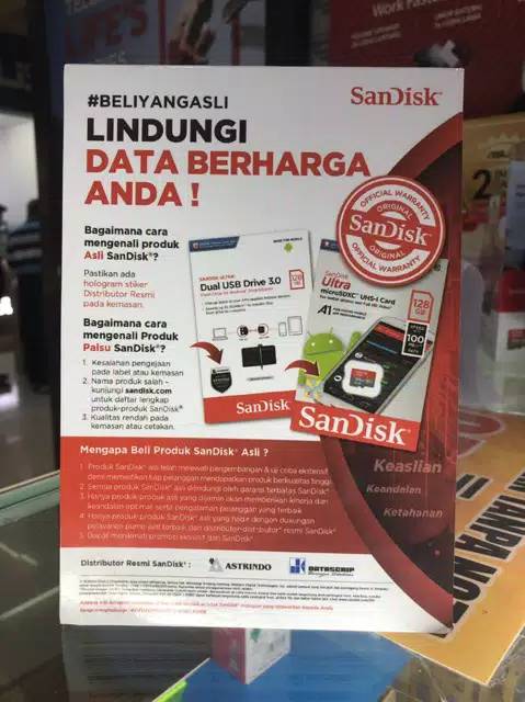 Sandisk Otg Dual Drive 3.0 128GB original Garansi Datascript 5 tahun