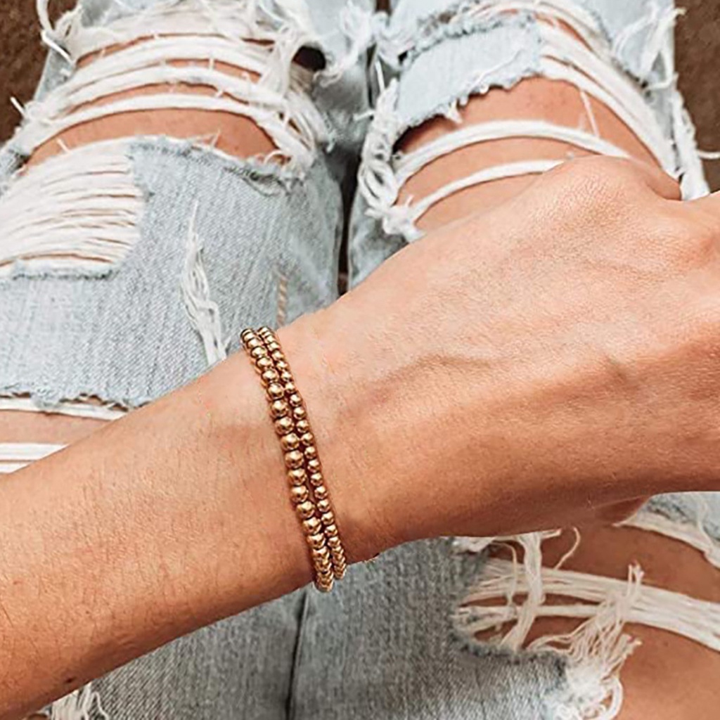 Hu Hu Hu Hu Hu Alat Bantu Pasang Kacamata♡ Gelang Rantai Manik-Manik Bola Bahan Tembaga Ukuran 4mm Untuk Dewasa