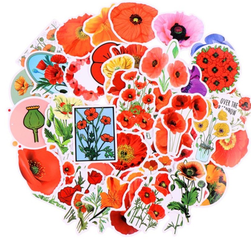 Flower &quot;Lest We Forget&quot; PVC Sticker (10pcs)