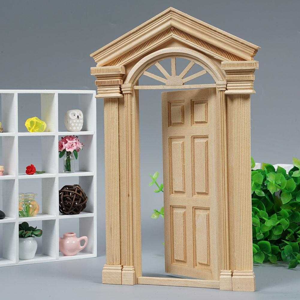 Mainan Miniatur Furniture Pintu Kayu Untuk Aksesoris Rumah Boneka