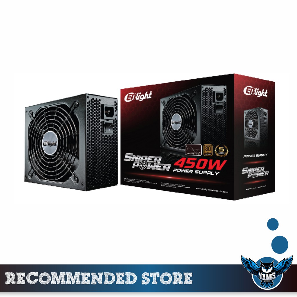 PSU ENLIGHT 450W 80+ BRONZE GARANSI 5 TAHUN POWER SUPPLY SNIPERPOWER BLACKSILVER