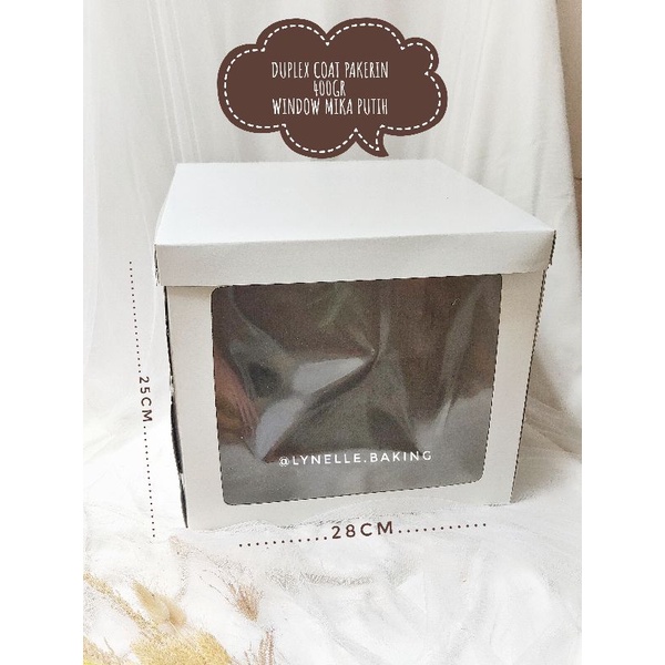 

(28x28x25cm) DUS DUPLEX MIKA jendela putih kotak tart cake box kue